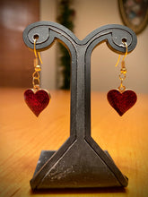 Load image into Gallery viewer, Sparkly heart earrings, gold plated, 2 sizes (short and long)