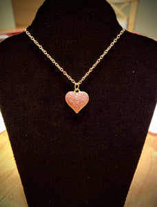 18" heart necklace - Light pink