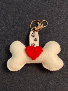 Keychain - Dog Bone White