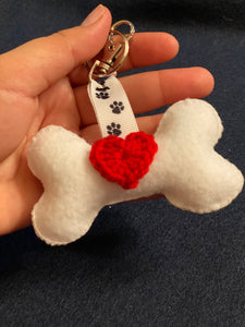 Keychain - Dog Bone White